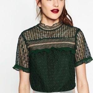 Zara green Guipure top